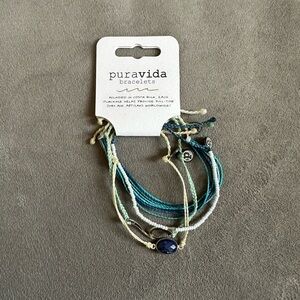 NWT pura vida blue, cream and white bracelet pack